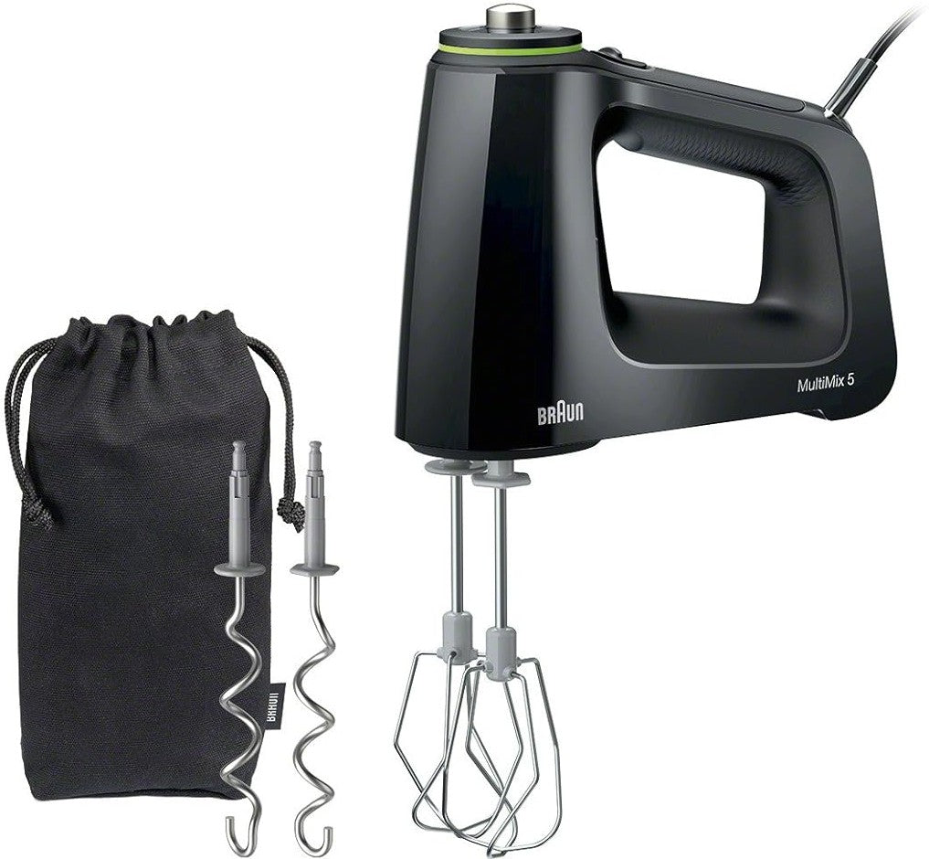 Braun - Black Hand Mixer with Beaters, Dough Hooks and Accessory Bag - –
