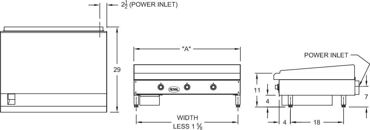 Royal 48 X 275 Stainless Steel 4 Elements Heavy Duty Thermostatic Griddle Rtge 48 9728