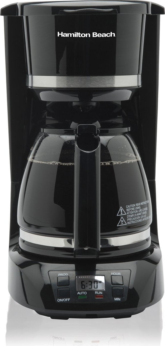 Hamilton Beach 12-Cup Black Programmable Front-Fill Coffee Maker with Thermal Carafe 46391