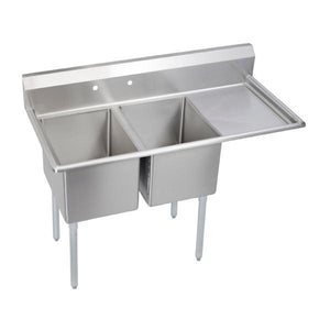 Winholt - 18" x 24" Stainless Steel Two Compartment Sink with 2 Right Drainboard - WS2T1824RD18