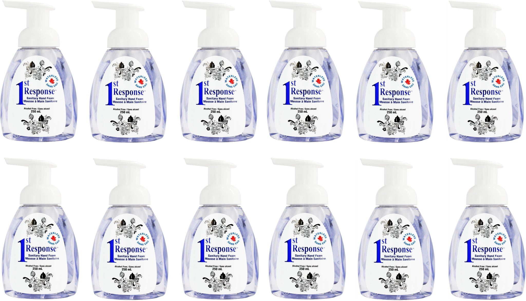 1st Response - 250 ml Alcohol-Free Hand Foam Sanitizer with Pump, Pack of 12 - 89-02