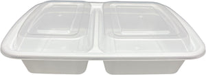 2 Oz Rectangular Container with 2 compartment and Lids Combo Pack, 150/Cs - PCMDT32B