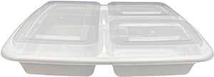 32 Oz Rectangular Container with 3 compartment Combo Pack, 150/Cs - PCMDT339W