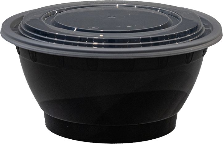 38 Oz Black PP Microwaveable Soup Bowl Container, 150/Cs - B-42