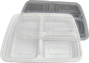 39 Oz PP Rectangular 3 compartments Container, 150/Cs - DT-339