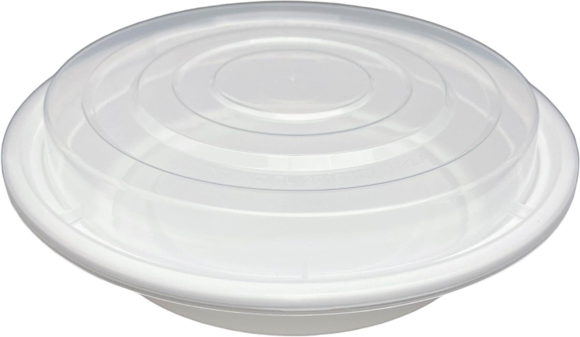 6", 16 Oz White Round Polypropylene Microwaveable Container with Lid Combo, 150/Cs - PCMRC16W