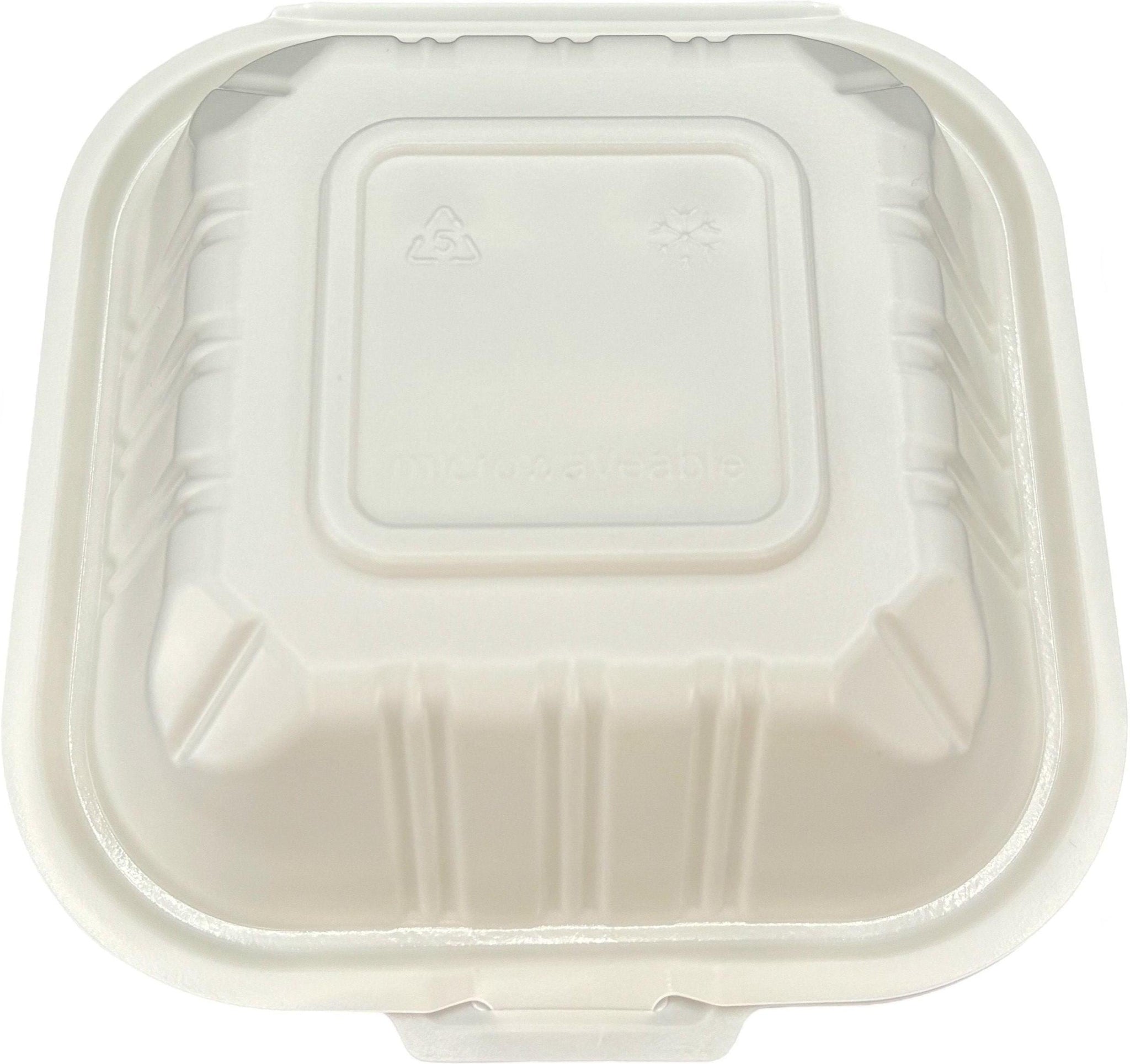 6" x 6" White MFPP Hinged Sandwich Container, 400Pcs/Cs - PCMSLPP550