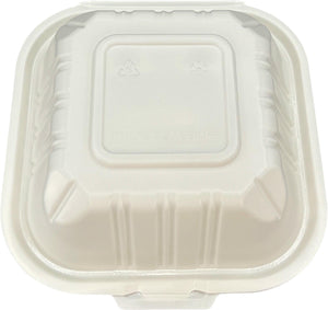 6" x 6" White MFPP Hinged Sandwich Container, 400Pcs/Cs - PCMSLPP550