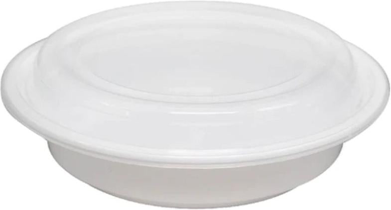 7", 32 Oz Deep White Round Container with Lid Combo, 150/Cs - PCM0732W