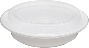 7", 32 Oz Deep White Round Container with Lid Combo, 150/Cs - PCM0732W