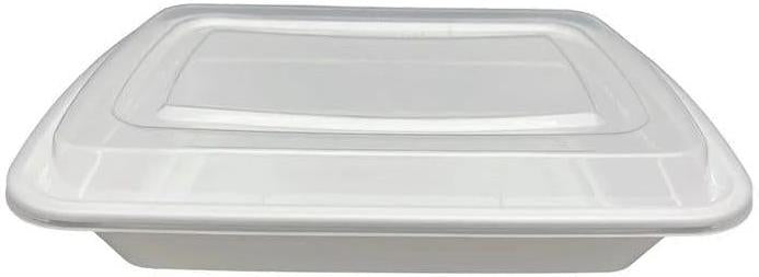 7" x 5" x 1.5", 16 Oz White Rectangular Container Combo, 150/Cs - PCM7516