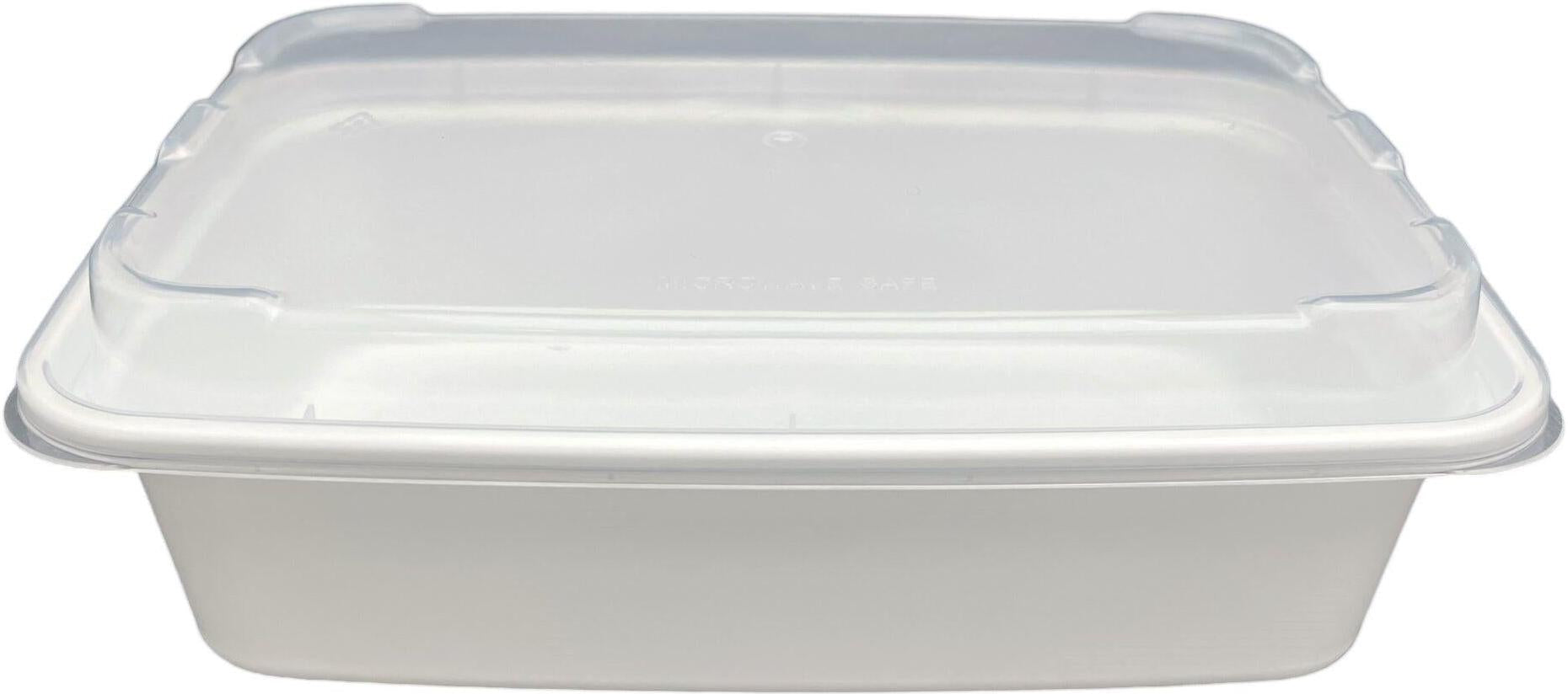 7" x 5" x 2", 24 Oz White Rectangular Container with Lid Combo, 150/Cs - PCM7524W