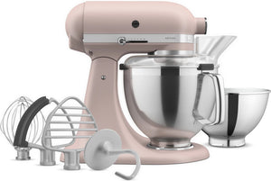 KitchenAid - 5 QT Feather Pink Artisan Tilt-Head Stand Mixer with Premium Accessory Pack - KSM195PSFT