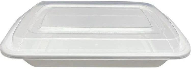 8" x 6" x 1.5", 28 Oz White Rectangular Container with Lid Combo, 150Pcs/Cs - PCM8628W