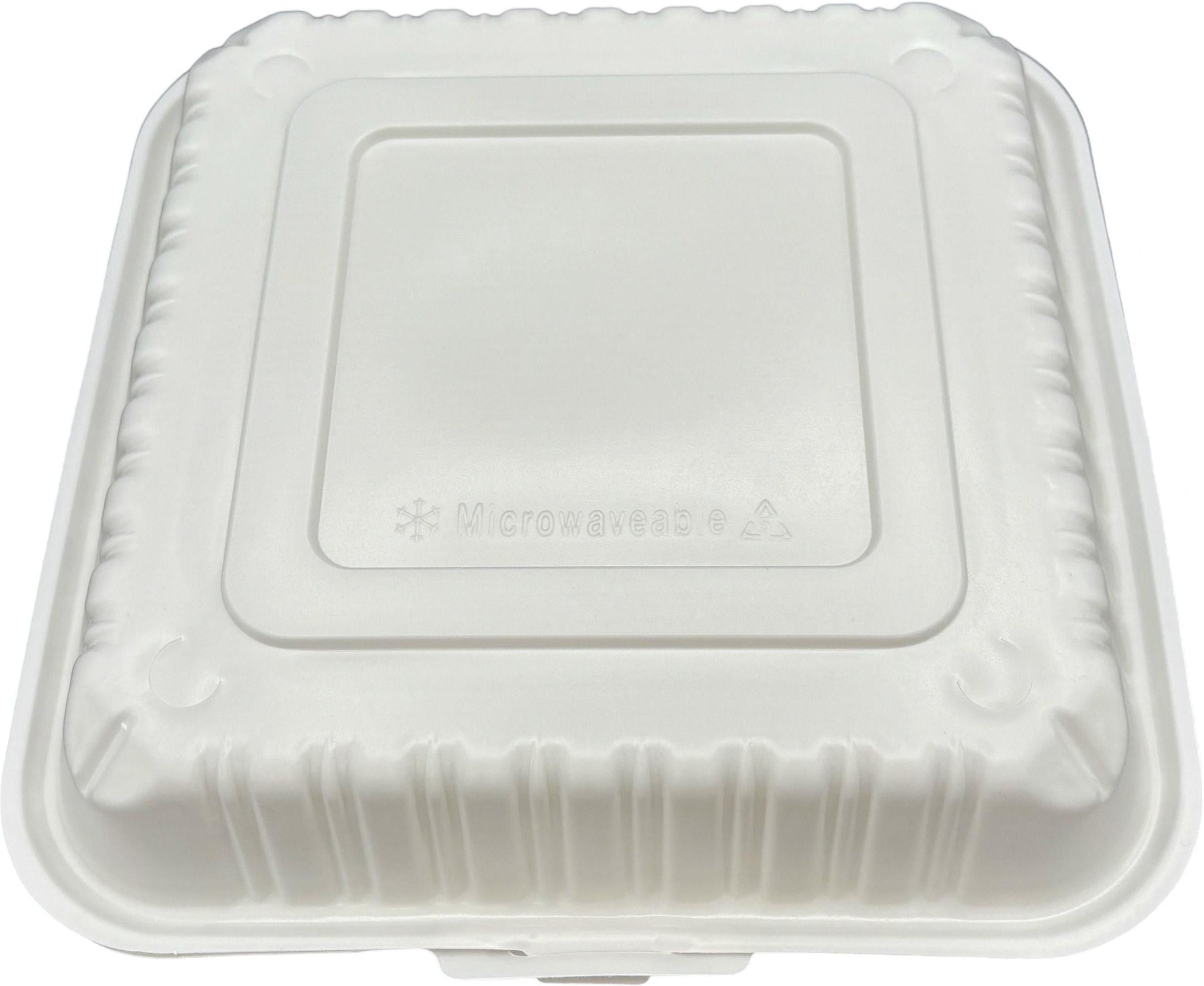 9" x 9" White MFPP Hinged Container, 150Pcs/Cs - PCMSLPP901