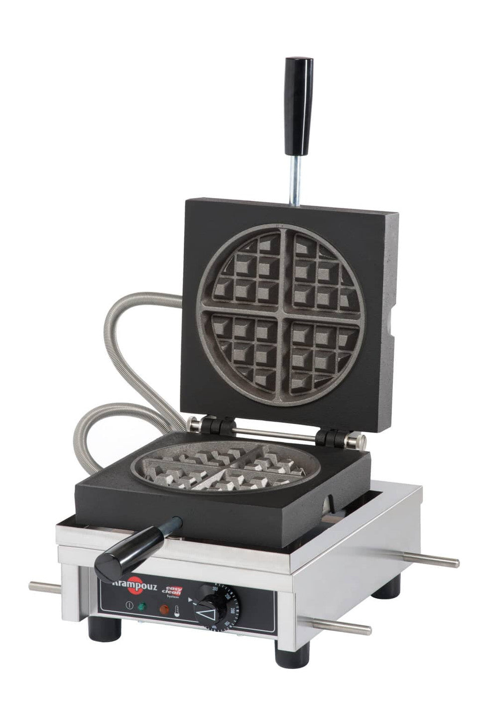 KRAMPOUZ - 120 V, 7.3" Single Round Waffle Maker, 90° Opening - WECCCCAS