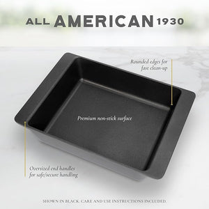 All American - 15.8" x 10.75" Black Cast Aluminum Deep Dish Bake Pan - 6260A