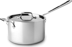 All-Clad - D3 Stainless 4 QT Saucepan with Loop Handle - 4204CAW/LOOP