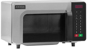 Amana - 1000W Stainless Steel Commercial Microwave with Push Button - RMS10TS