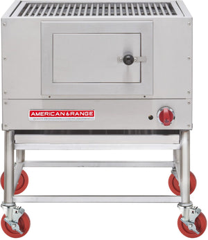 American Range - 36" Stainless Steel Wood Fired CharBroiler with Log Lighter and Set of 4 Casters - AMSQ-36 Special Order (4 Weeks)