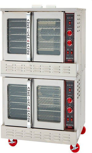 American Range - 40" Majestic Convection Oven Gas Double Deck, 4 Burners with Manual Controls and Solid Doors - MSD-2