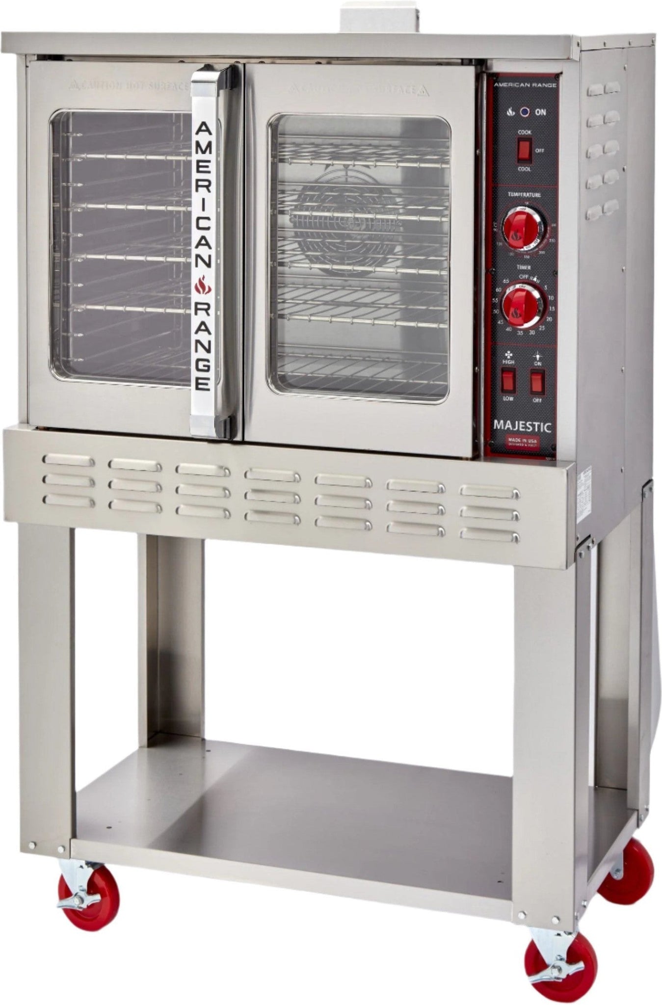 American Range - 40" Majestic Convection Oven Gas Single Deck, 2 Burners with Manual Controls and Solid Doors, Stainless Steel - MSD-1