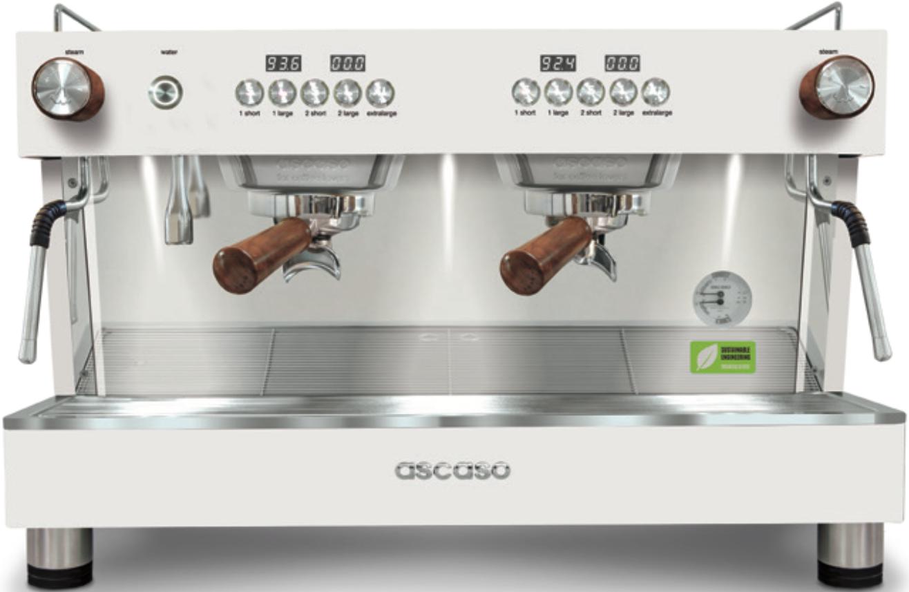 Ascaso - Barista T One Raised 2 Group Espresso Machine White/Wood - BT..4U (Special Order Item)