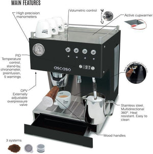 Ascaso - Steel Uno Versatile PID Espresso Machine Polished Aluminum/Wood - UNO117 (Available August, Order Now!)