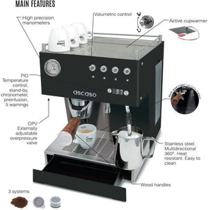 Ascaso - Steel Uno Versatile PID Espresso Machine White/Wood - UNO112