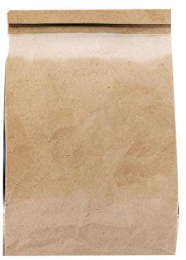 Atlas Paper Bag - 6" X 4" X 14" Natural Plain Bag with Window - 0258350