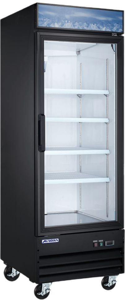 Aurora - 29" 22.6 Cu.Ft. Black Single Glass Door Refrigerator with Lightbox - 59036