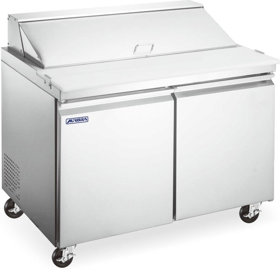 Aurora - 36" 9 Cu. Ft. Mega Top Stainless Steel Refrigerated Prep Table with Double Door - 59129