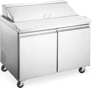 Aurora - 47" 13 Cu.Ft. Stainless Steel Refrigerated Salad/Sandwich Prep Table With Two Door - 59046