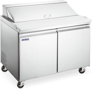 Aurora - 47" 9.5 Cu. Ft. Mega Top Stainless Steel Refrigerated Prep Table with Double Door - 59050