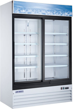 Aurora - 54" 45 Cu.Ft. White Double Glass Door Refrigerator with Lightbox - 59032