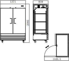 Aurora - 54″ Reach-In Refrigerator, 2 Doors, Stainless Steel, 41 Cu. Ft. (1169 L) Capacity - RE-CN-0041E-HC