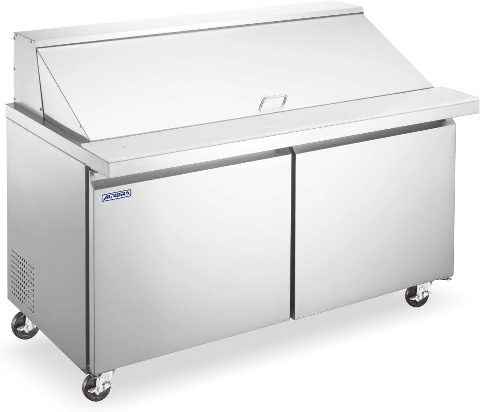 Aurora - 60" 16.6 Cu. Ft. Mega Top Stainless Steel Refrigerated Prep Table with Double Door - 59051