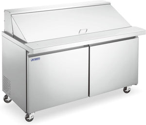 Aurora - 60" 16.6 Cu. Ft. Mega Top Stainless Steel Refrigerated Prep Table with Double Door - 59051