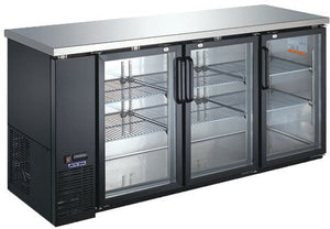 Aurora - 73" 120V Commercial Triple Glass Door Back Bar Cooler, 19.6 Cu. Ft. - 59062