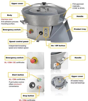 Bakemax - 1-13 Oz Electric Automatic Countertop Dough Ball Rounder - BMDBR02