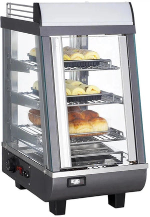 Bakemax - 14" Stainless Steel Wide Countertop Electric Heated Display Case With LED Lighting - BMTSC14