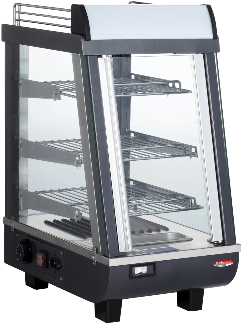 Bakemax - 14" Stainless Steel Wide Countertop Electric Heated Display Case With LED Lighting - BMTSC14