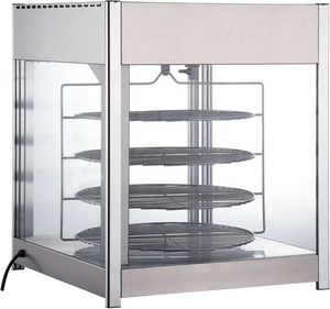 Bakemax - 18" Stainless Steel Four Tier Countertop Electric Rotating Pizza Warmer Display Case - BMPW418