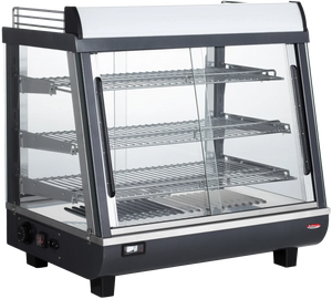 Bakemax - 27" Stainless Steel Wide Countertop Electric Heated Display Case With LED Lighting - BMTSC27