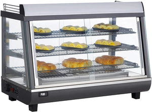 Bakemax - 36" Stainless Steel Wide Countertop Electric Heated Display Case With LED Lighting - BMTSC36