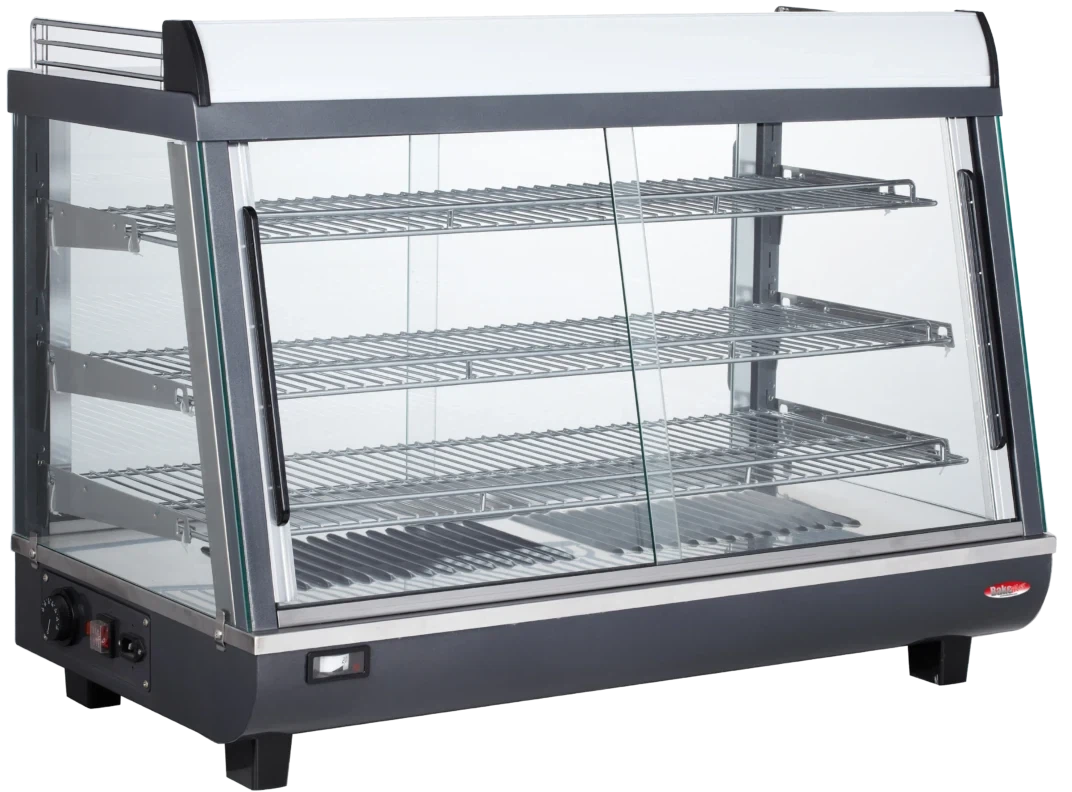 Bakemax - 36" Stainless Steel Wide Countertop Electric Heated Display Case With LED Lighting - BMTSC36