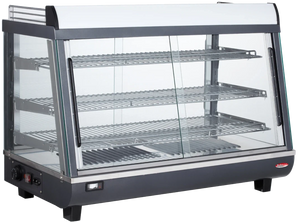 Bakemax - 36" Stainless Steel Wide Countertop Electric Heated Display Case With LED Lighting - BMTSC36