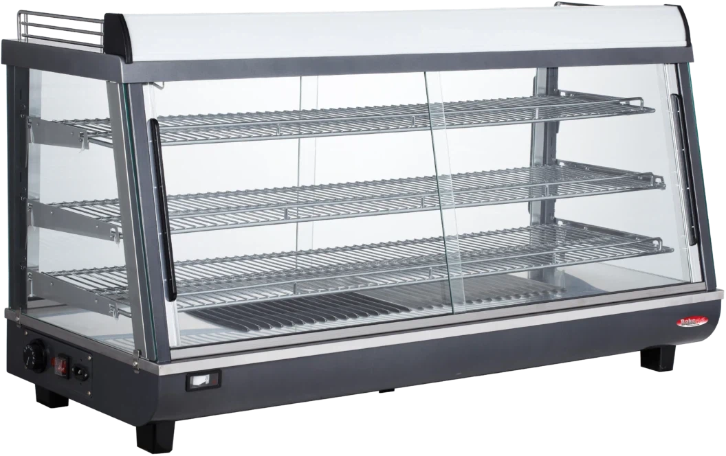 Bakemax - 48" Stainless Steel Wide Countertop Electric Heated Display Case With LED Lighting - BMTSC48