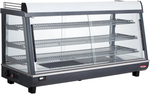 Bakemax - 48" Stainless Steel Wide Countertop Electric Heated Display Case With LED Lighting - BMTSC48