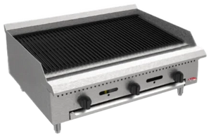 Bakemax - BACGG Series 36" Stainless Steel Countertop Gas Radiant Charbroiler - BACGG36-6